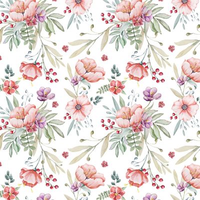 Маки, ягоды, цветы и лепестки. Акварельный клипарт