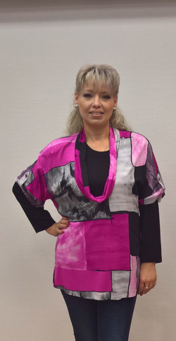 Яркий блузон-двойка с длинным рукавом