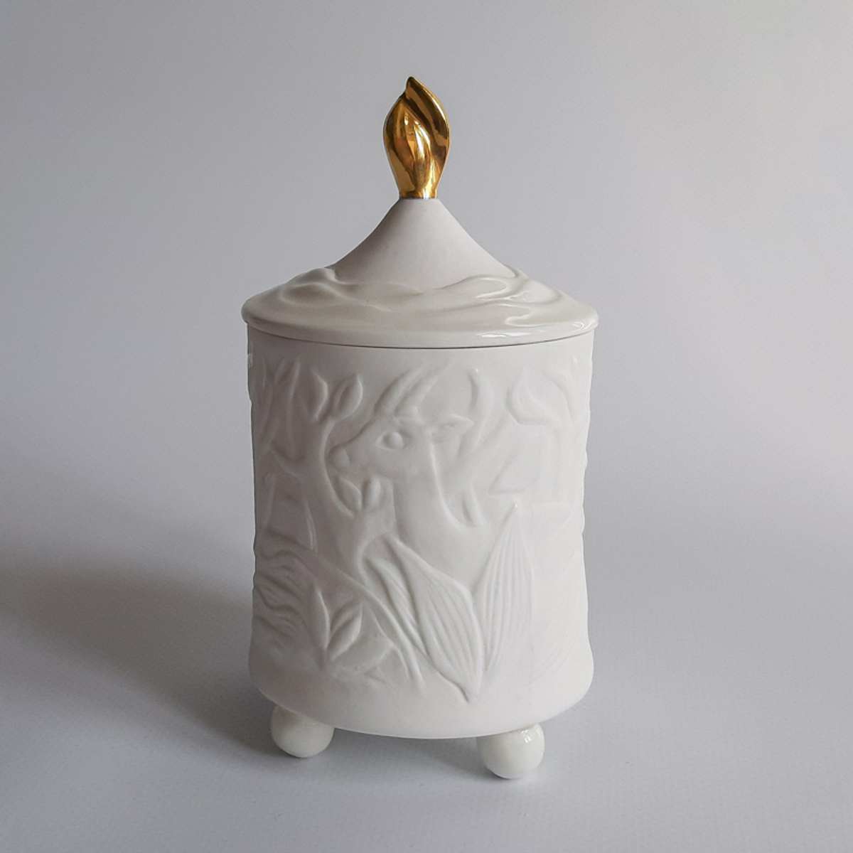 🍀 фарфоровый подсвечник со свечой Джунгли — Leoleo handmade