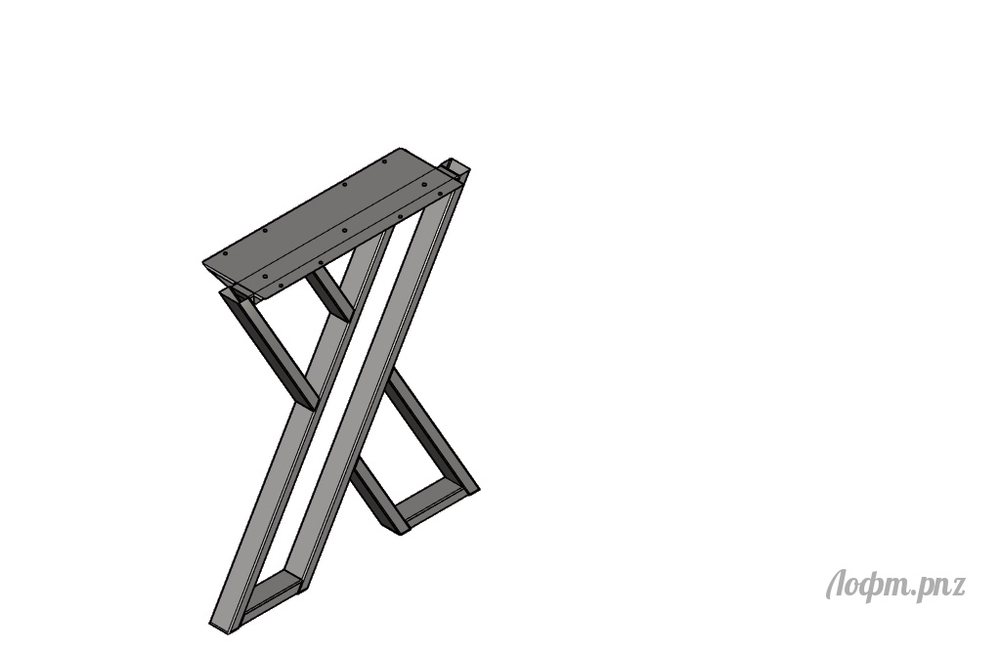 Стол в стиле Лофт с ножками в форме "ИКС"