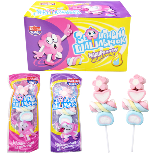 Маршмеллоу на палочке "Зефирный шашлычок" 12гр*30шт*12 блоков.