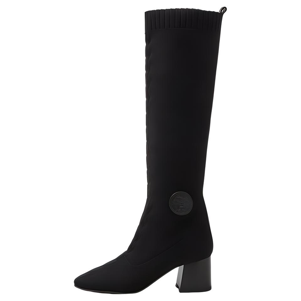 HERMES Fontaine Knee high Boots Women"s Black