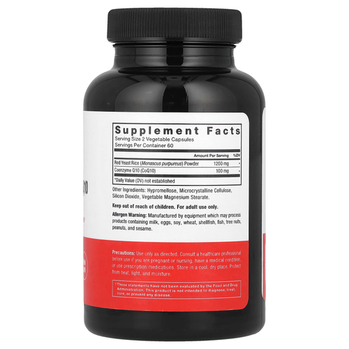 Force Factor, Красный дрожжевой рис + коэнзим Q10, 120 растительных капсул