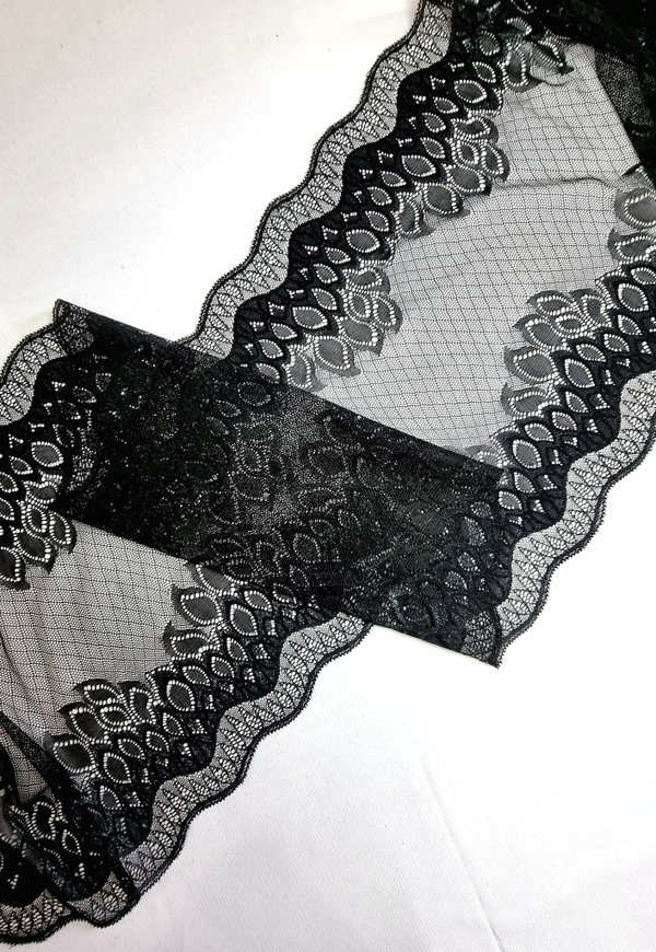 Кружево эластичное чёрное К039