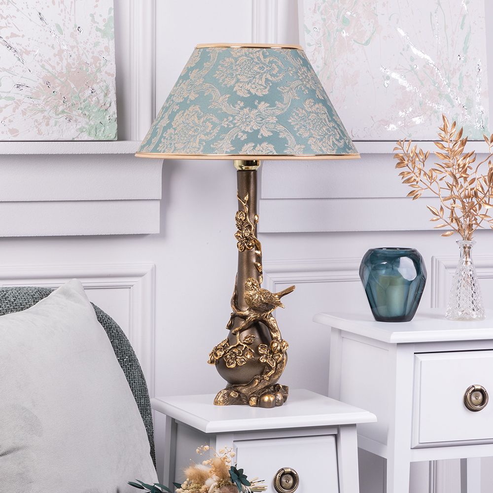 Настольная лампа Терра Бронза с абажуром №38 Vatican (Ватикан) Аквамарин