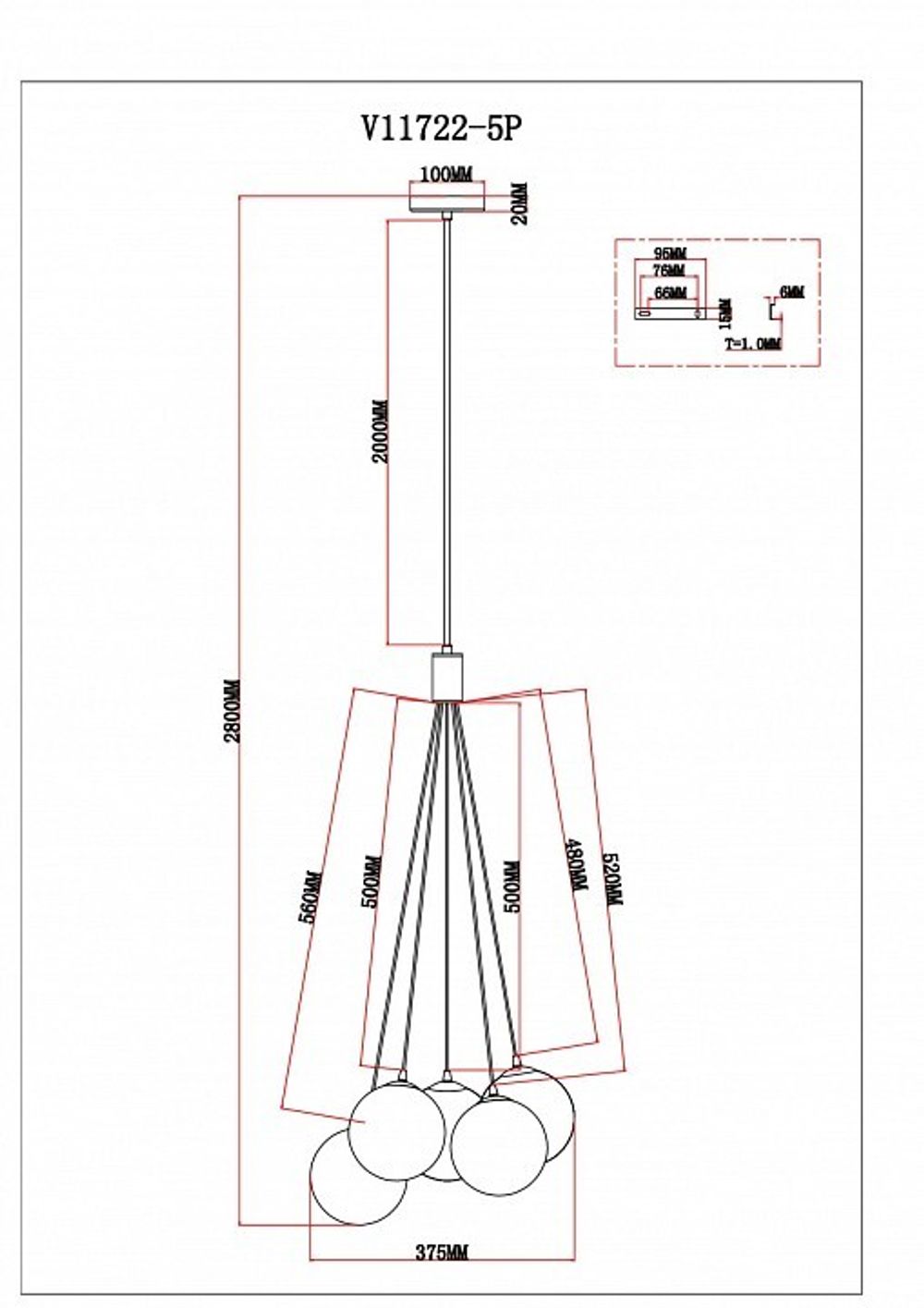 Подвесная люстра Moderli Renny V11722-5P