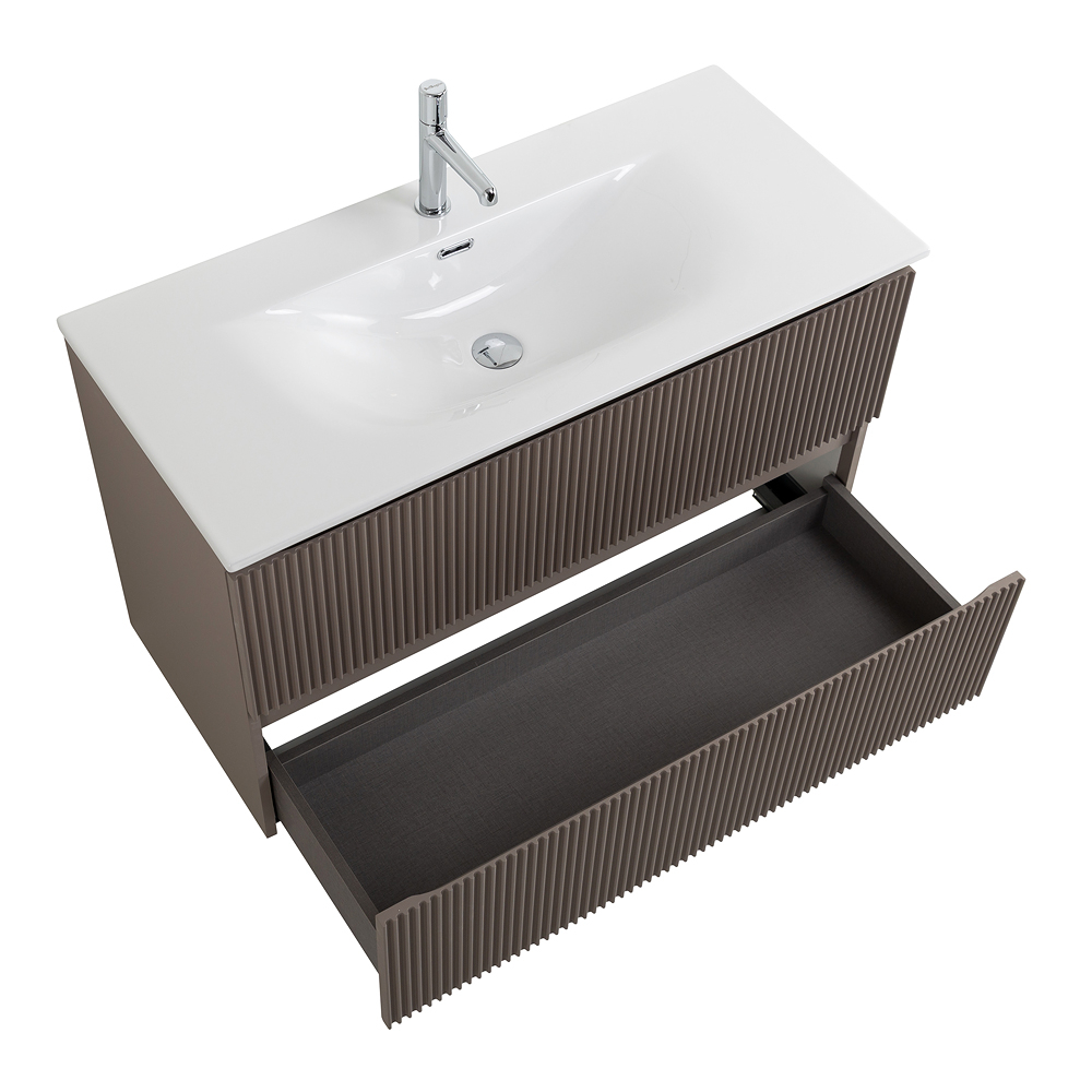 Тумба с раковиной подвесная BelBagno UNO-1000-2C-SO-СO Бежевый матовый, раковина белая BB-8099-100