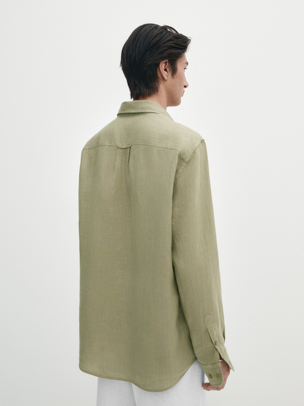 Massimo Dutti Рубашка классического кроя из 100% льна, темно-зеленый