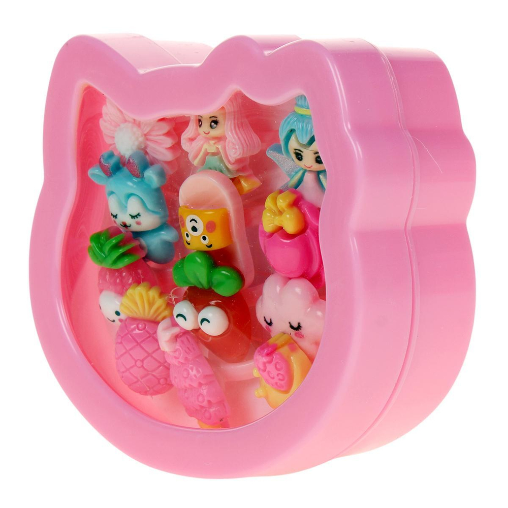 Набор украшений для девочек, в колечки универсального размера 9х8 см, с-31250