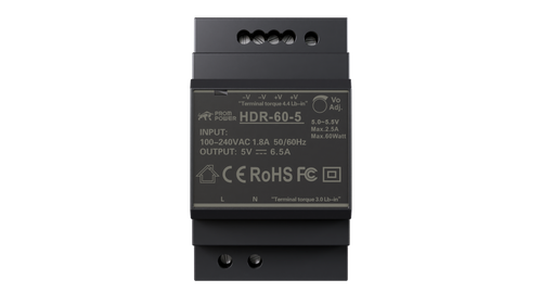 Источник питания PROMPOWER HDR-60-5, на вых. 5 В DC, 6.5А, 32.5Вт. Вх. 85-264В AC (120-370 В DC)
