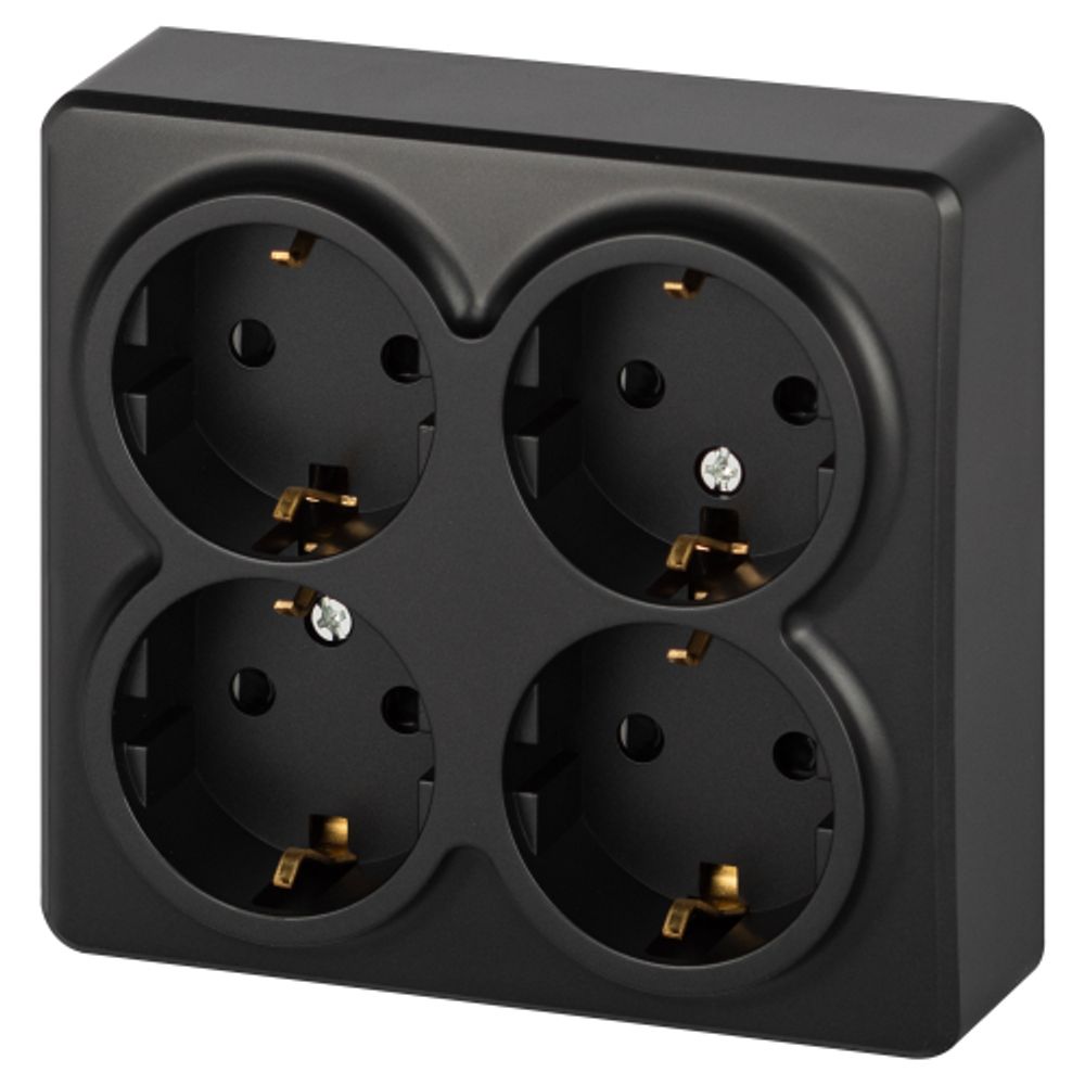Розетка ЭРА Эксперт 11-2211-05 четырехместная с заземлением 4х2P+E Schuko со шторками IP20 16A-250В ОУ антрацит