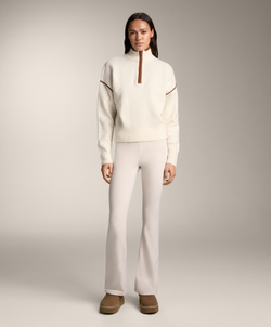 Oysho Свитер с высоким воротником и контрастными деталями, светлый экрю