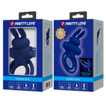 Синее эрекционное кольцо с вибростимуляцией клитора Powerful Ring