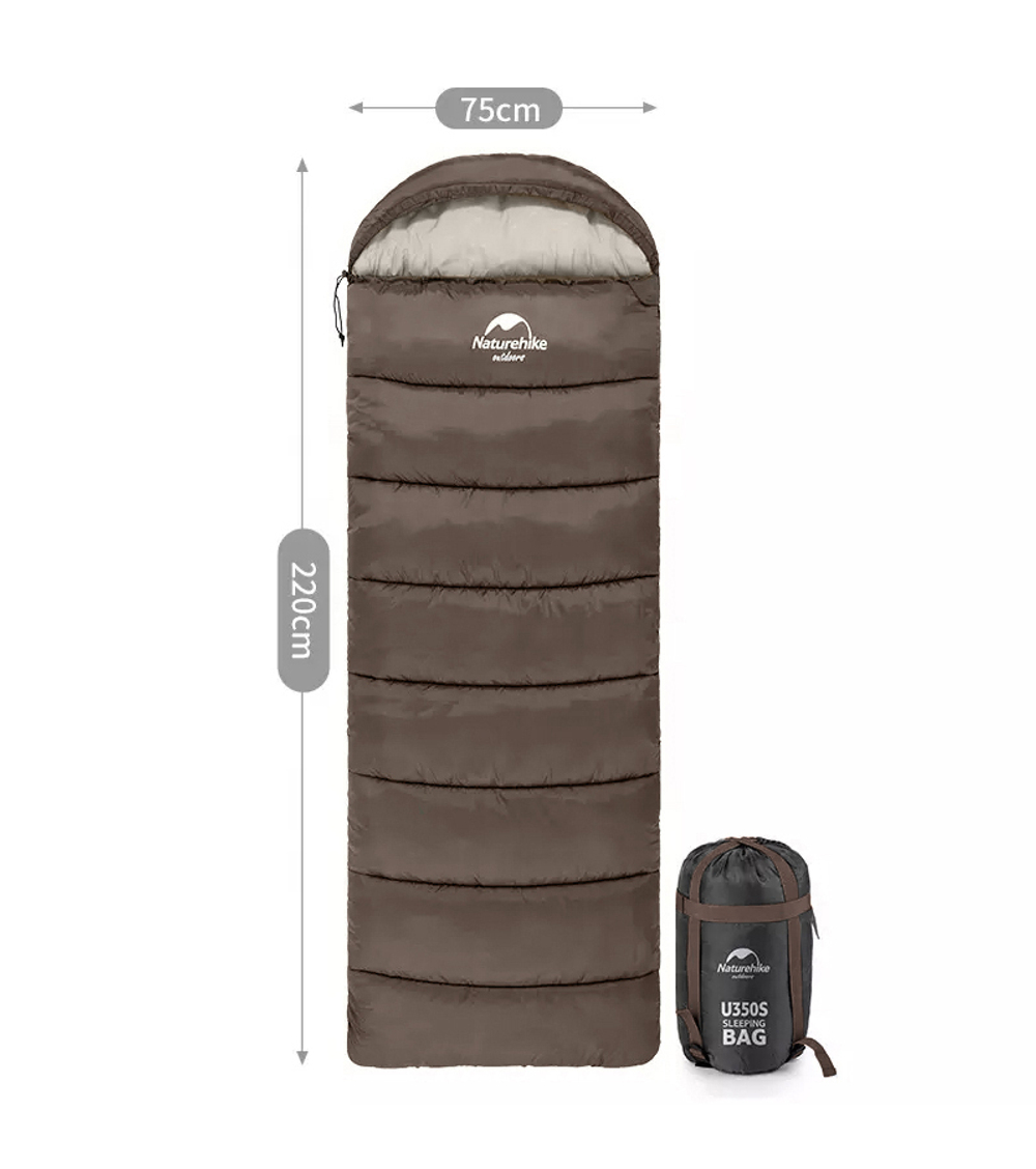 Мешок спальный Naturehike U250, (190х30)х75 см, (левый) (ТК: +6°C), коричневый