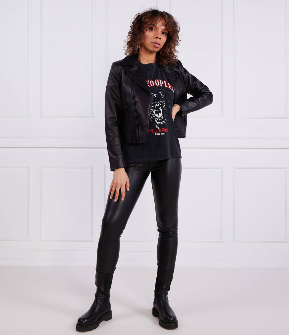 Кожаная куртка The Kooples - черный(FCUI25009K)