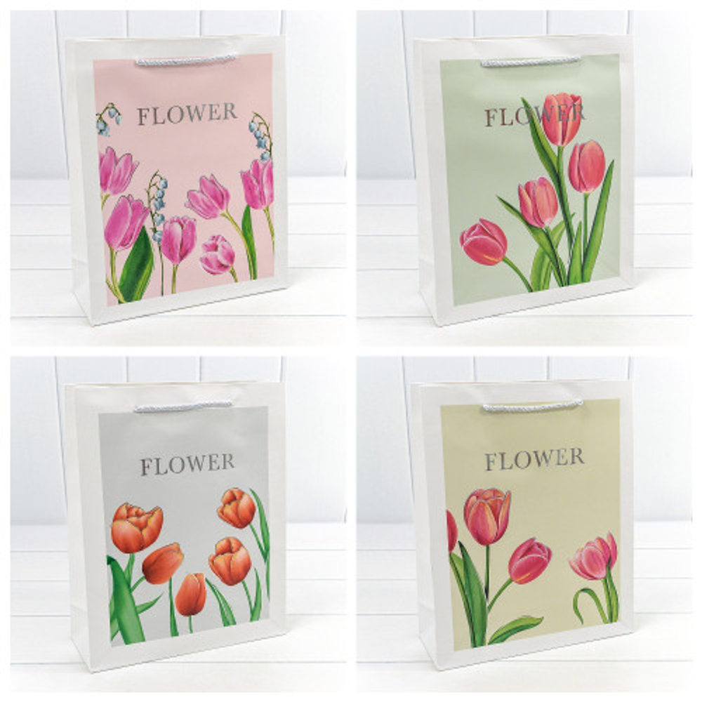 Пакет подарочный 26х32х10см "Flower с тиснением (Микс)