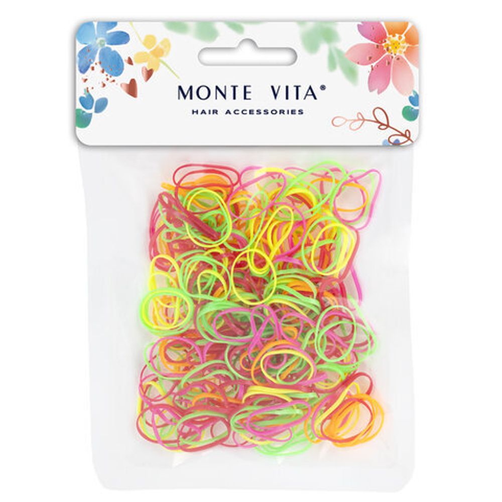 Резинки для волос НАБОР 250 шт., силиконовые, средние, разные цвета, MONTE VITA, 457065