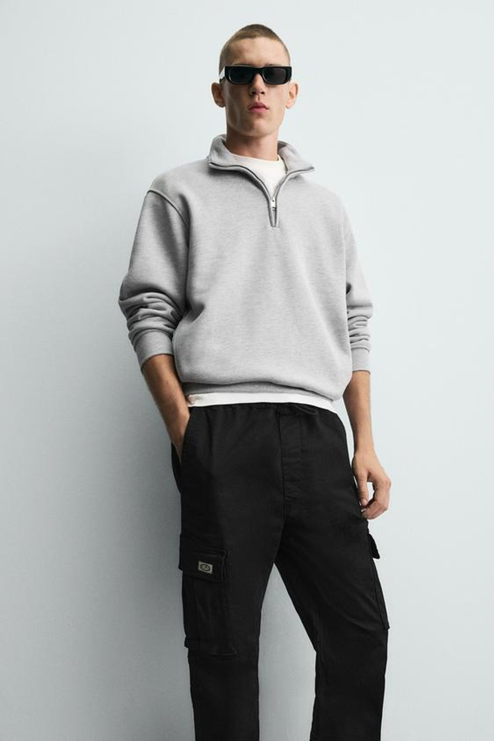 ZARA БРЮКИ КАРГО SLIM FIT, ЧЕРНЫЙ