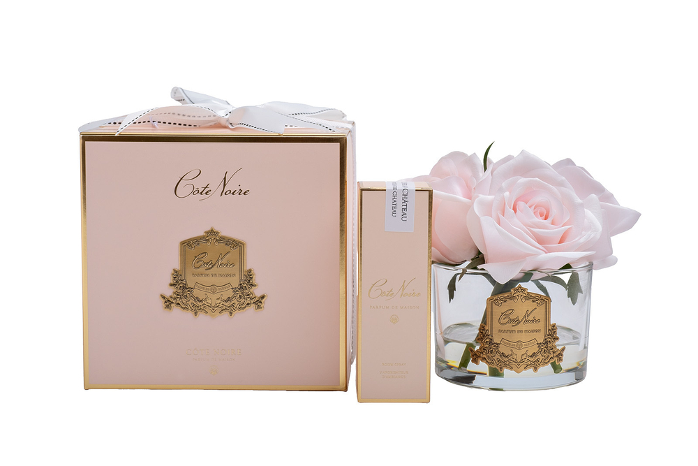 Букет роз ароматизированный и спрей 10мл Cote Noire Five Rose French Pink в вазе