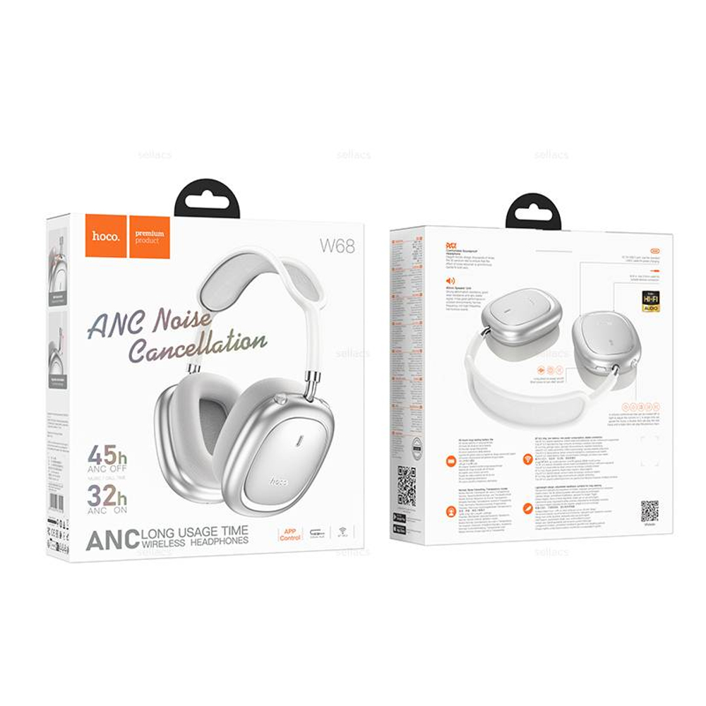 Hoco W68 Calma ANC BT наушники (silver)