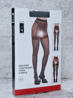 Колготки с имитацией чулок и доступом K-812 черные 1/2