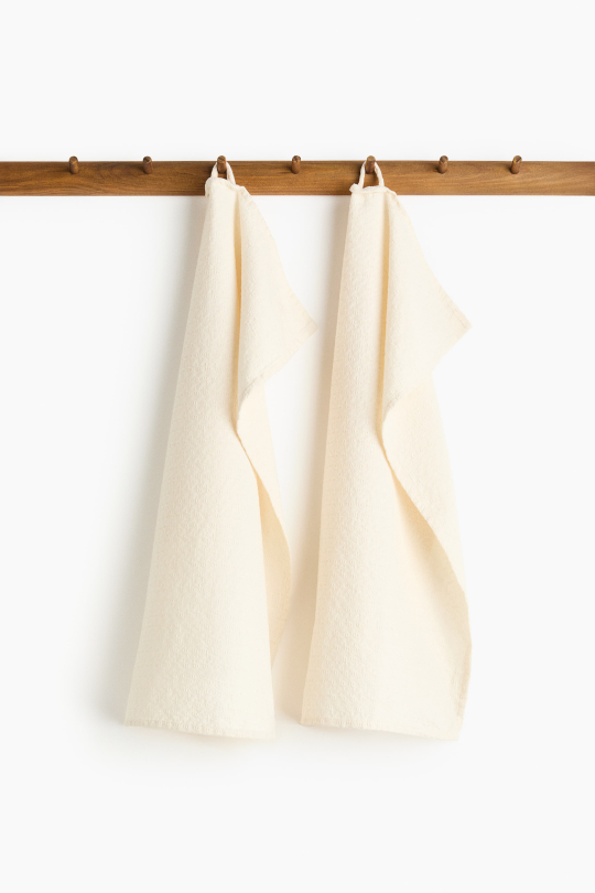 H&M HOME НАБОР КУХОННЫХ ПОЛОТЕНЕЦ ( 2 ШТ.), СВЕТЛО-БЕЖЕВЫЙ