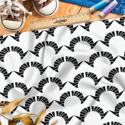 Ткань премиум интерлок черно-белая деликатность