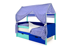 Детская кровать-домик мягкий Бельмарко Svogen мятно-синий