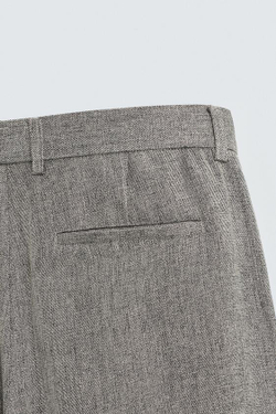 ZARA БРЮКИ FLARED FIT ИЗ РЕЛЬЕФНОЙ ТКАНИ, СЕРЫЙ / БЕЖЕВЫЙ