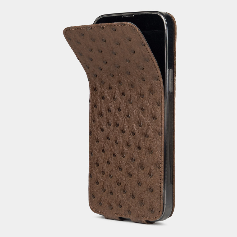 Чехол кожаный для iPhone 13 Pro Max коричневого цвета