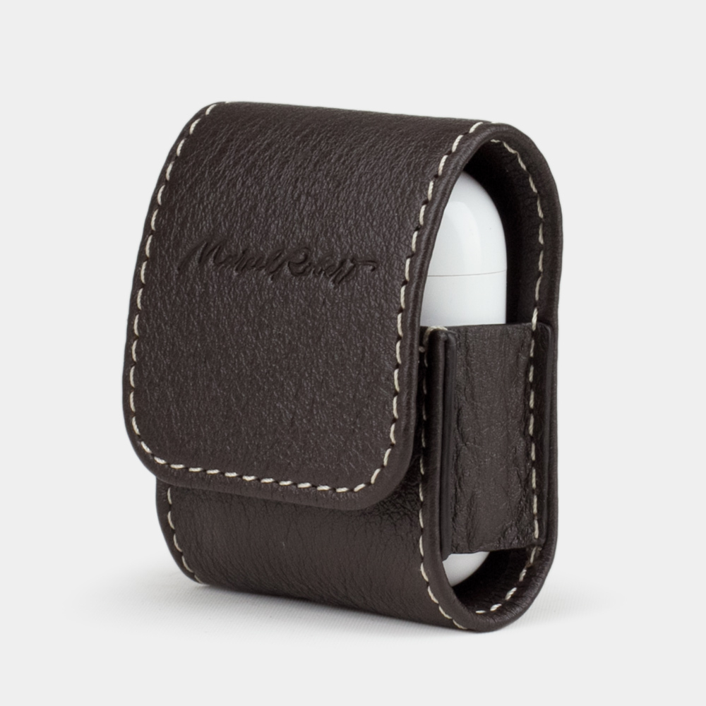 Чехол-держатель для наушников Petit Easy из натуральной кожи теленка, темно-коричневого цвета