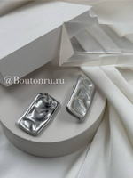 Серьги серебристые прямоугольные мятые