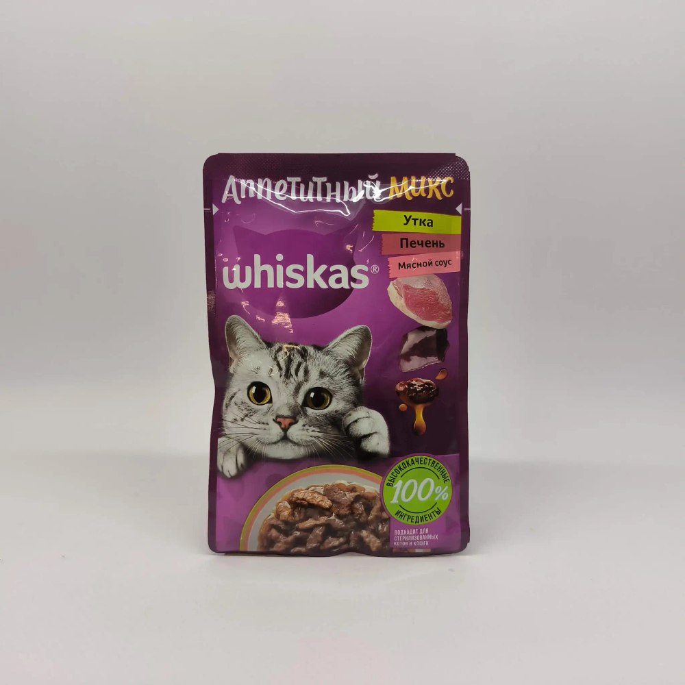 Микс рагу утка/печень, 75г корм для кошек влажный Whiskas