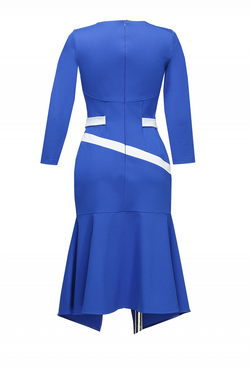 Платье футляр с вставкой из экокожи по лифу 21 -19FW