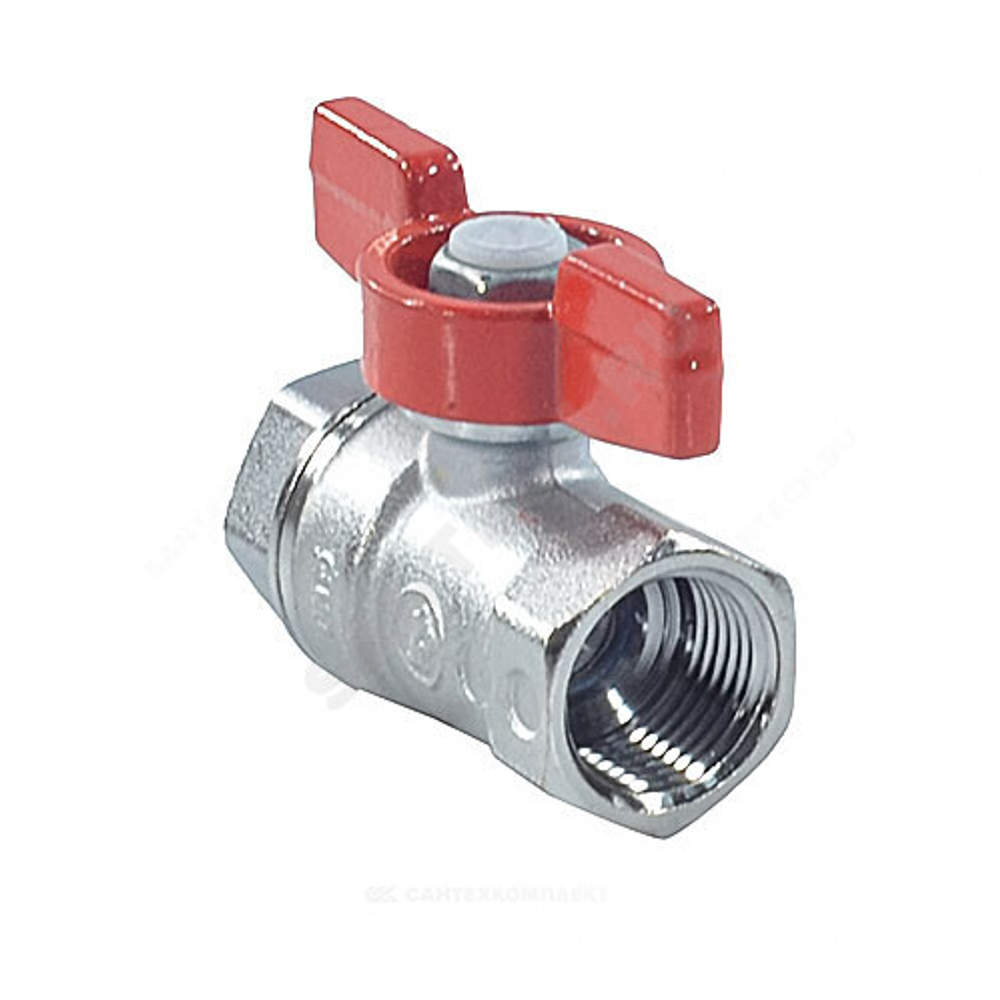 Кран шаровой латунь хром R251D Ду 20 Ру42 ВР бабочка красная Giacomini R251X004