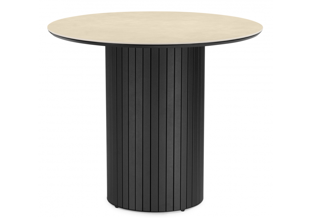 Керамический стол Woodville Гравент 90 okara light yellow, черный