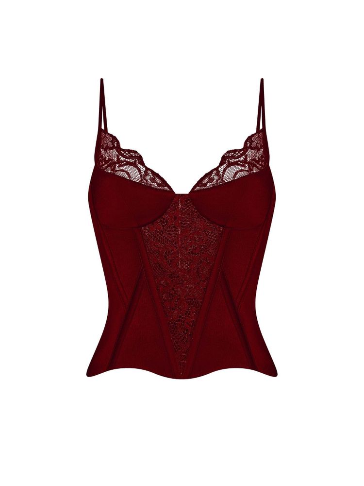 Tоп-бюстье корсетного типа из сатина и кружева
