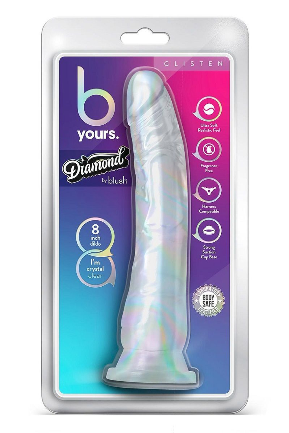 Прозрачный фаллоимитатор-реалистик Glisten - 22,2 см. (Цвет: прозрачный)