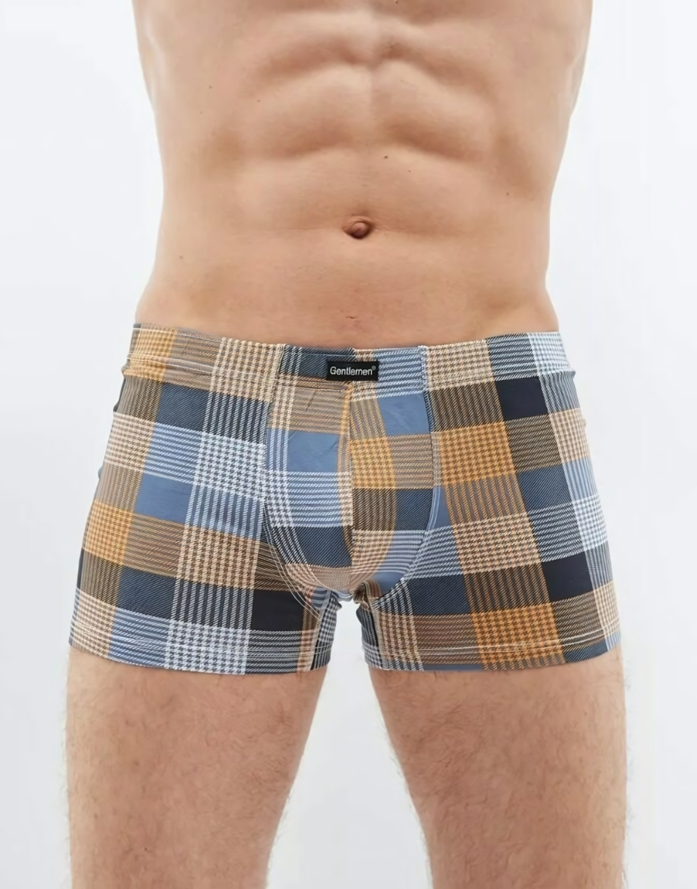 Мужские трусы-боксеры +size из ткани в цветную клетку (Размер: 4X) (Цвет: красная шотландка)