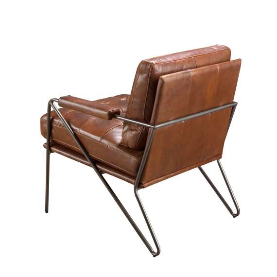 Кресло 5166 из коньячно-коричневой кожи