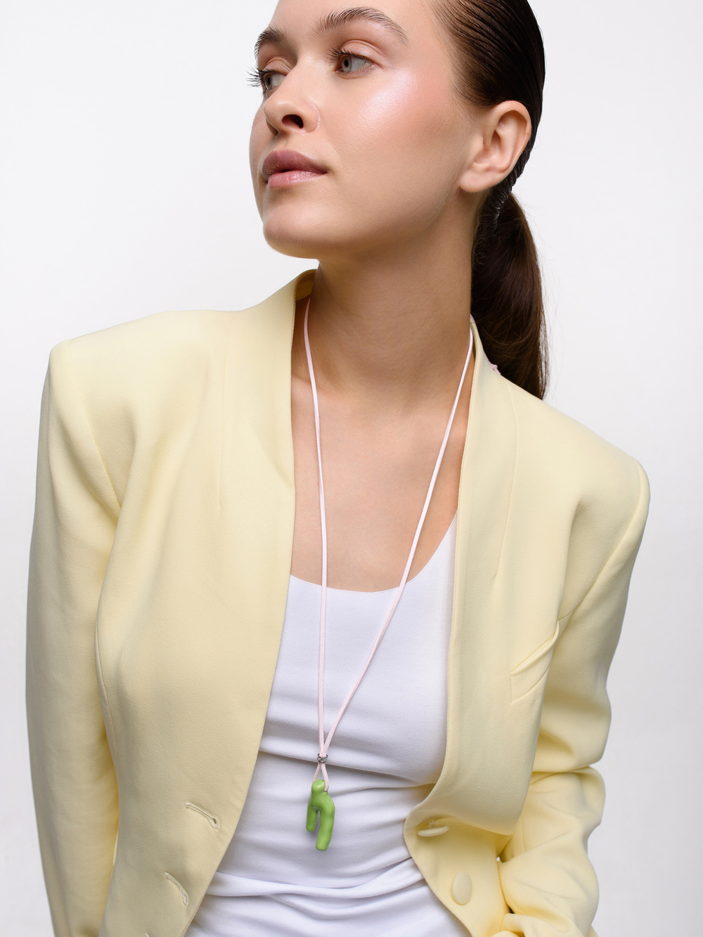 Колье "Cord ceramic coral" green