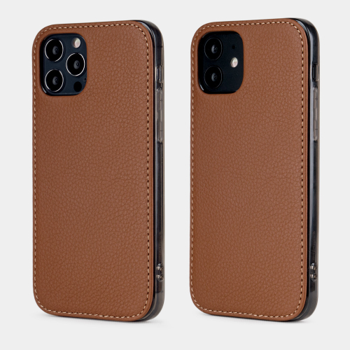 Накладка для iPhone 12/12Pro из кожи теленка, цвета карамель