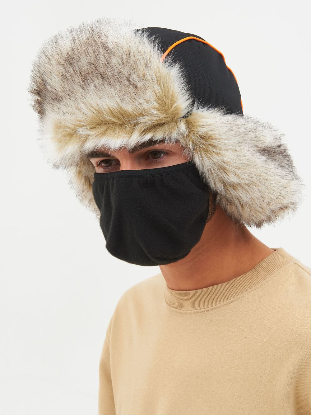 Шапка ушанка зимняя Siberia ткань Breathable цвет Хаки/Черный иск. мех Волк