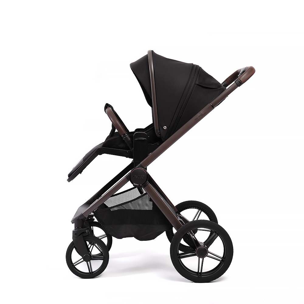 Коляска 2 в 1 Peppy Monaco thermo Black (черный), рама серо-коричневая