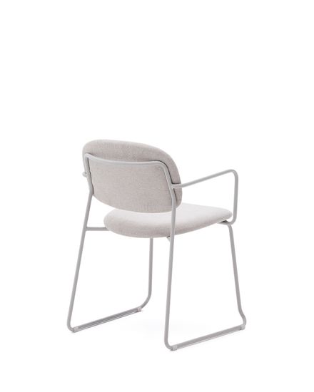 Стул Meli из бежевого шенилла с бежевой металлической структурой Испания la Forma