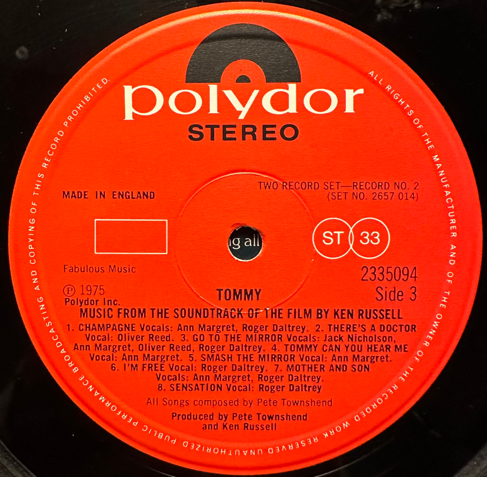 Tommy (Original Soundtrack Recording) 2LP (Англия 1975г.)