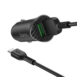 Разделитель автомобильный Hoco Z39 Farsighted dual port QC3.0 Car charger с кабелем MicroUSB (2USB: 3.6V-6.5V &amp; 3A 18W) Черный