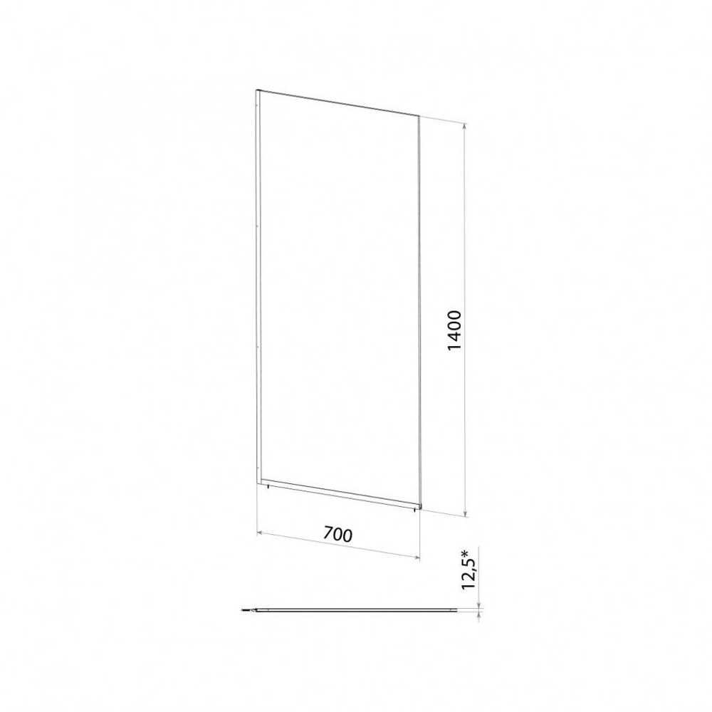 Душевая штора DIONRIA (140х70) стекло прозрачное, профиль хром