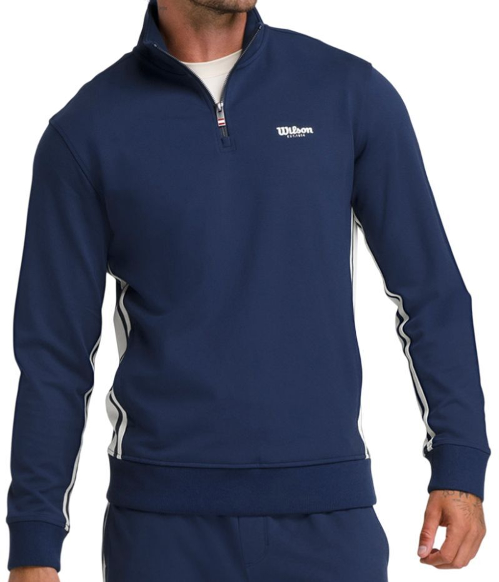 Мужская теннисная кофта Wilson Clairmont Warm-Up Popover - небесный