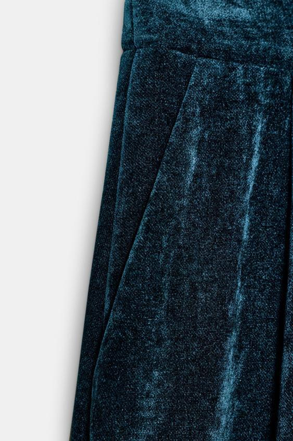 ZARA ШИРОКИЕ БРЮКИ ИЗ ВЕЛЬВЕТА, УТИНО-ЗЕЛЕНЫЙ